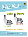 John Deere Mähdrescher Motoren 152 D 27 Z & 164 D 27 Z Bild- Ersatzteilliste &  Explosionszeichnungen  -  annoligno 172